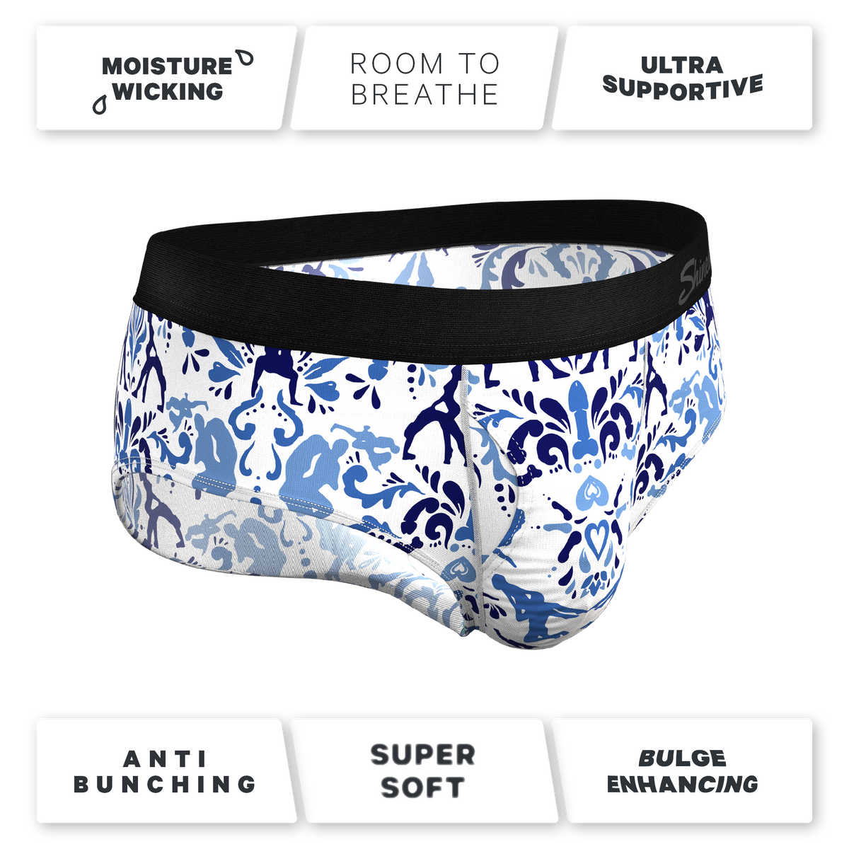 The Risqué Rorschach  | Blue Willow Ball Hammock® Pouch Underwear Briefs - Shinesty