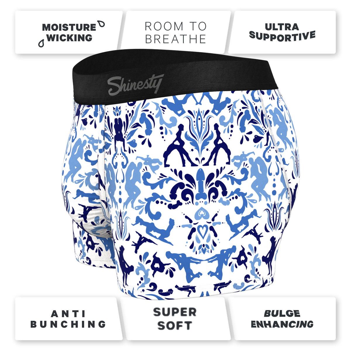 The Risqué Rorschach  | Blue Willow Ball Hammock® Pouch Trunks Underwear - Shinesty