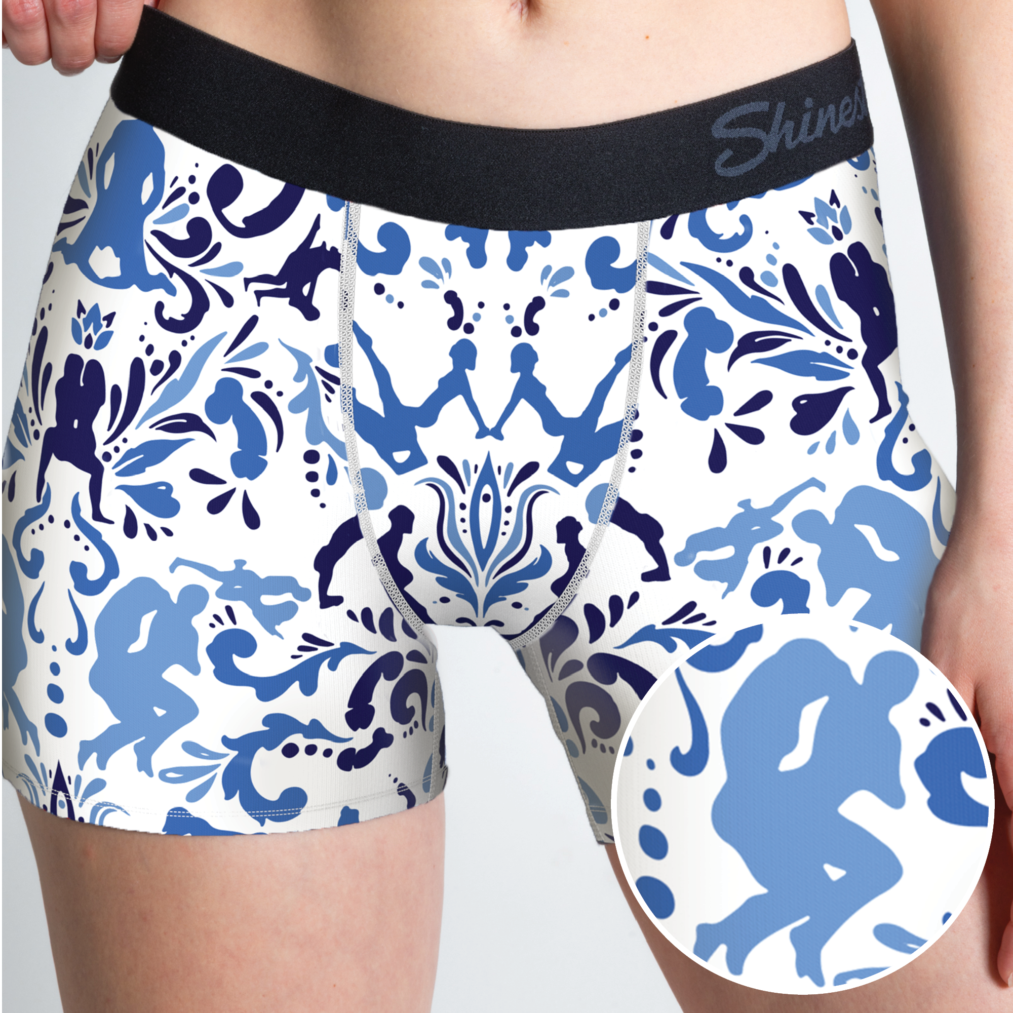 The Risqué Rorschach  | Blue Willow Women’s Boxers - Shinesty