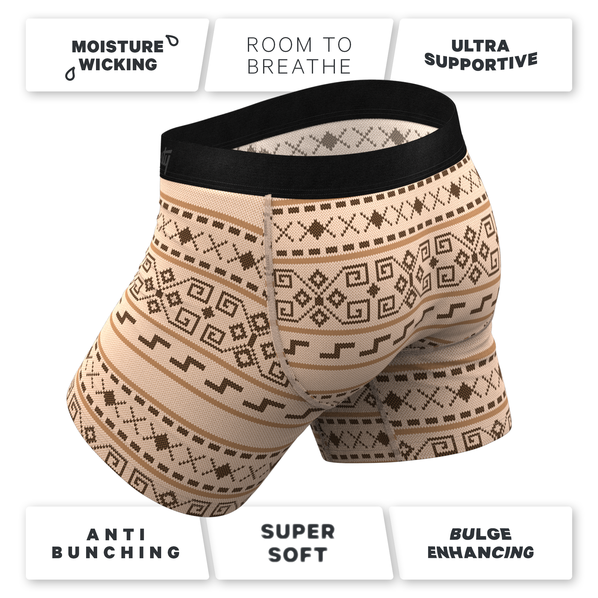 The Dude Abides | Aztec Sweater Ball Hammock® Pouch Underwear With Fly - Shinesty