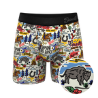 The Rowdy Rodeo | Western Map Shinesty x Diamond Cross Ranch Ball Hammock® Pouch Underwear With Fly - Shinesty