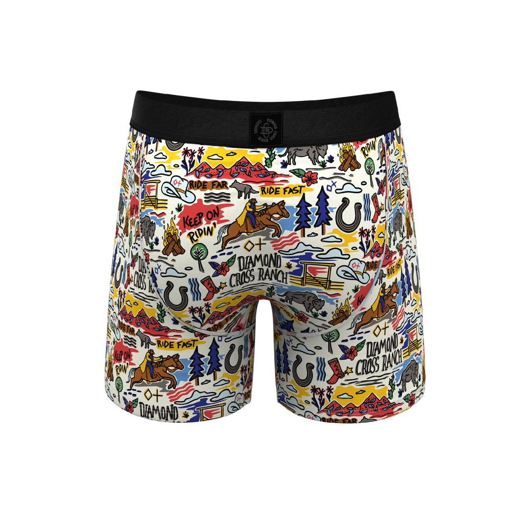 The Rowdy Rodeo | Western Map Shinesty x Diamond Cross Ranch Ball Hammock® Pouch Underwear With Fly - Shinesty