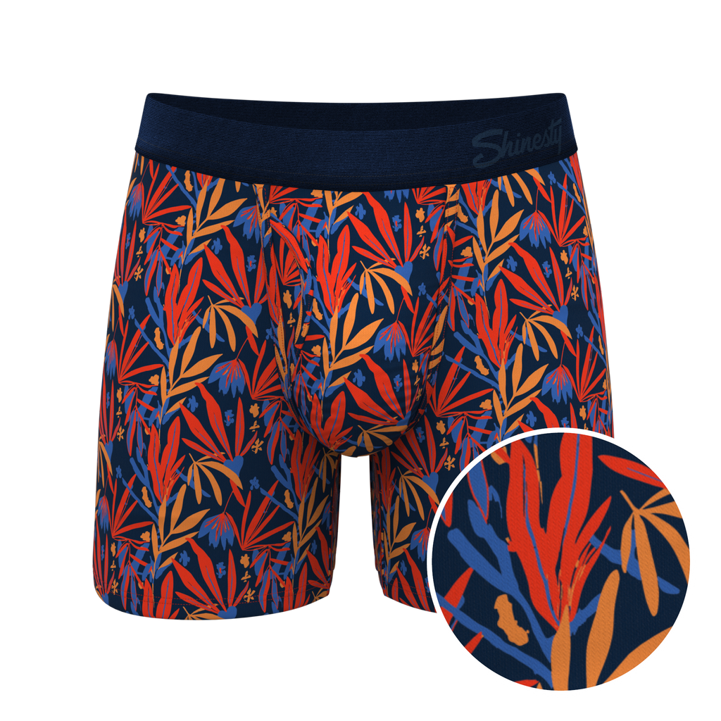 The San Diego Sunrise | Tropical Foliage Ball Hammock® Pouch Underwear With Fly - Shinesty