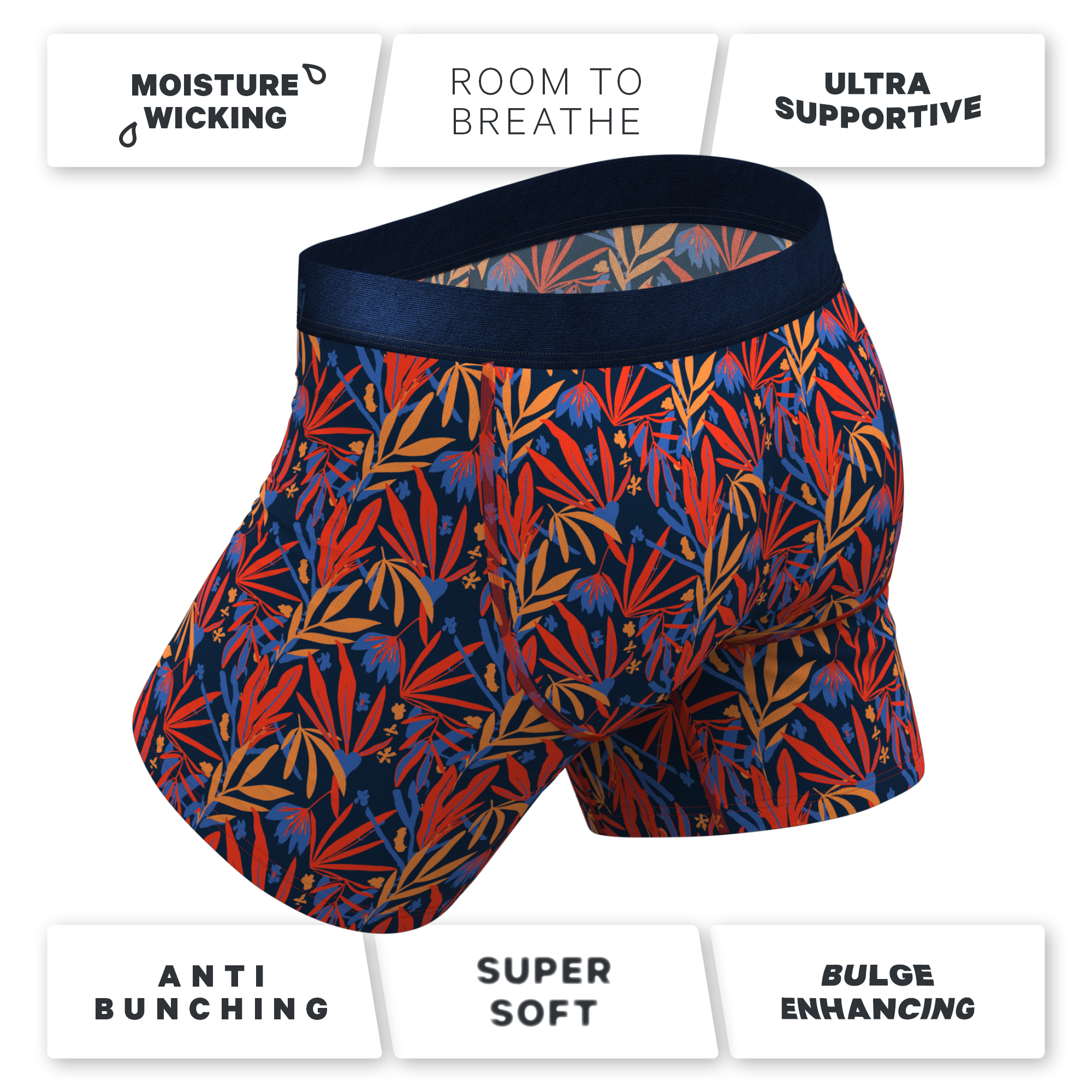 The San Diego Sunrise | Tropical Foliage Ball Hammock® Pouch Underwear With Fly - Shinesty