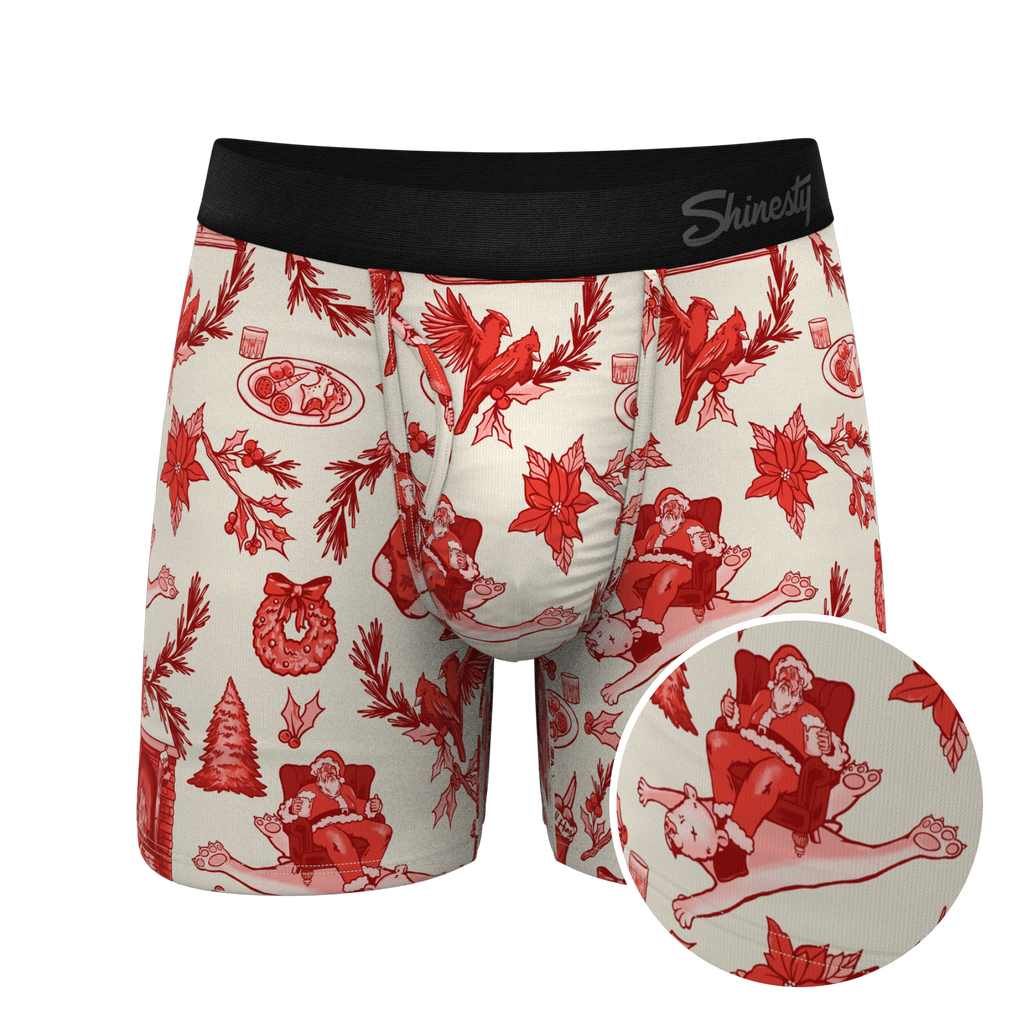 The Santa Slays | Christmas Toile Ball Hammock® Pouch Underwear With Fly - Shinesty