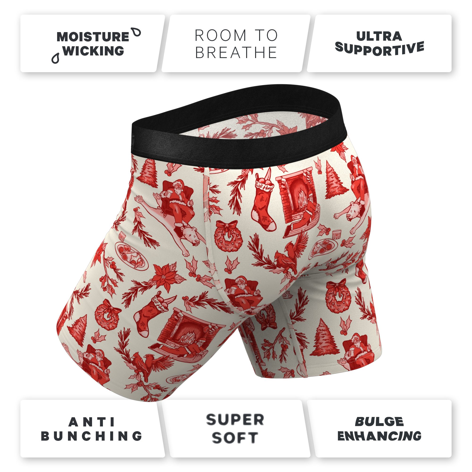 The Santa Slays | Christmas Toile Ball Hammock® Boxer - Long Leg - Shinesty