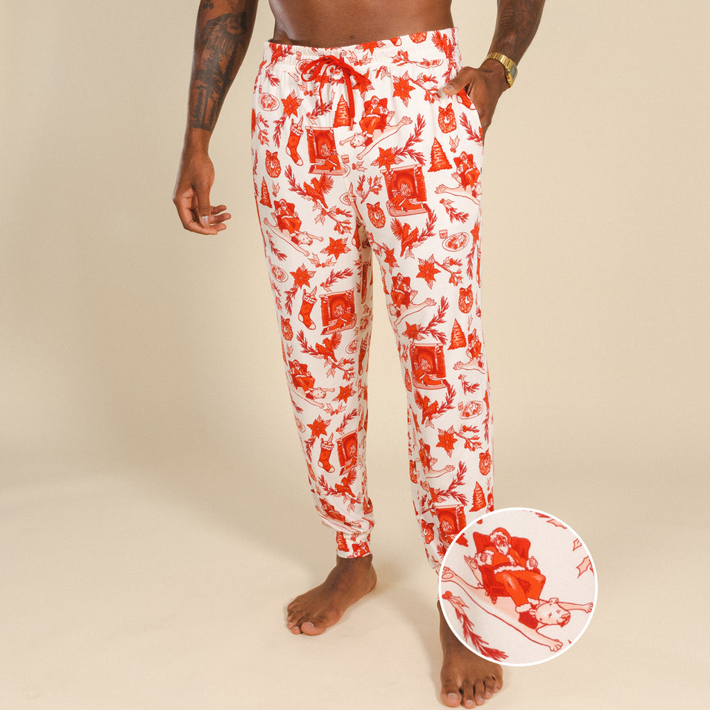 The Santa Slays | Christmas Toile SleepDeep™ Men’s Pajama Joggers - Shinesty