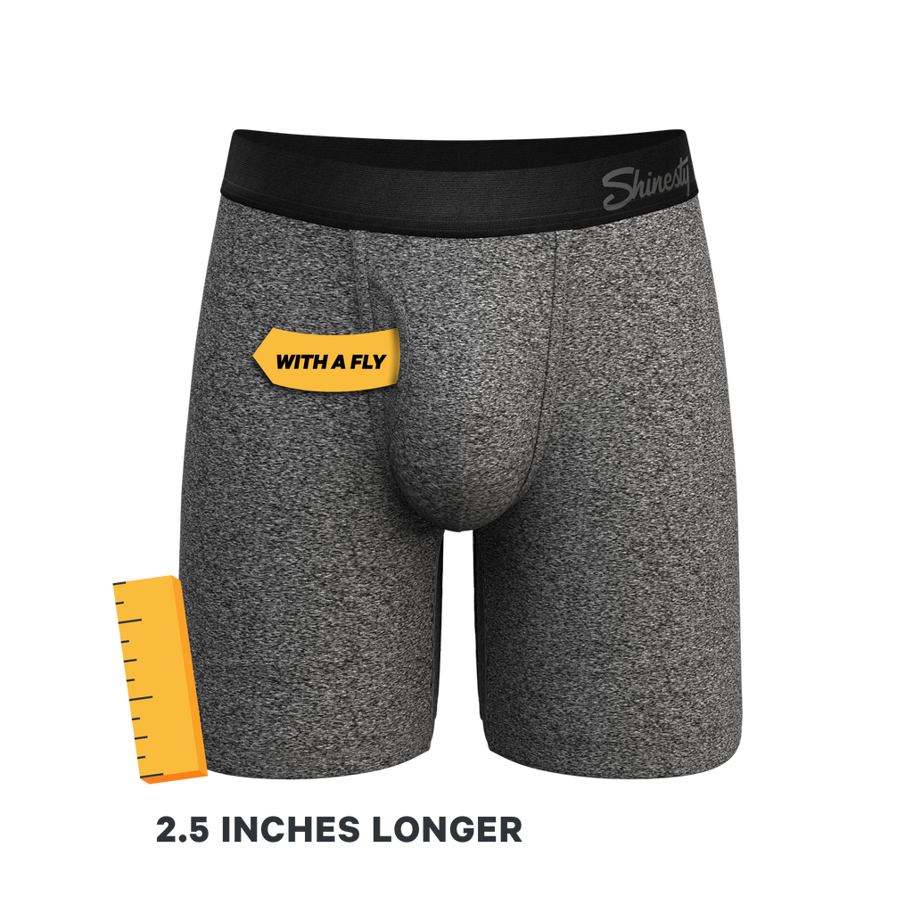 The Seattle Skyline | Black Marble Heather Ball Hammock® Boxer - Long Leg - Shinesty