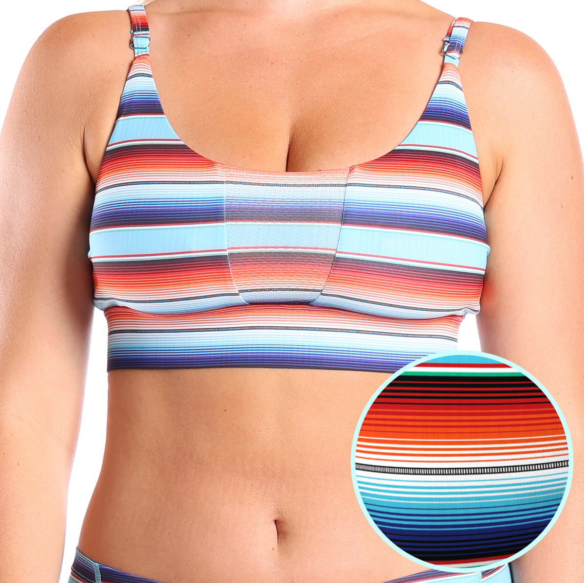 The Sedona Siesta | Blue And Orange Stripe paradICE™ Boob Hammock™ Cooling Bralette - Shinesty