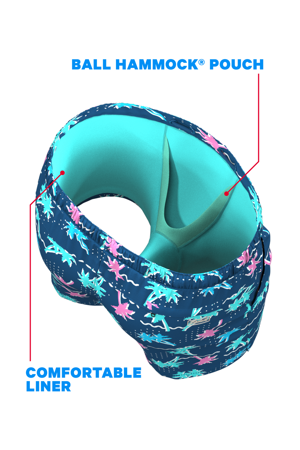 The Shorebreak | Navy Tropical Ball Hammock® Pouch 8" Swim Trunks - Shinesty