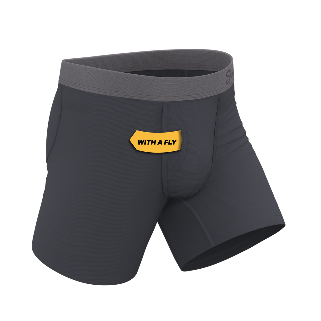 The Slate Expectations | Grey Tonal Ball Hammock® Pouch Underwear With Fly - Shinesty