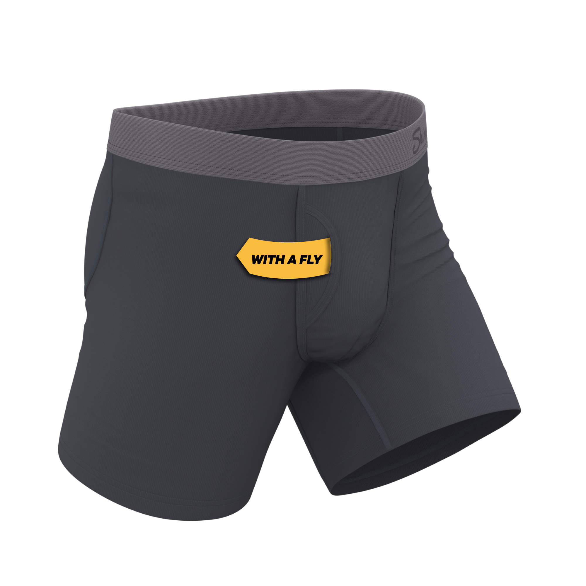 The Slate Expectations | Grey Tonal Ball Hammock® Pouch Underwear With Fly - Shinesty