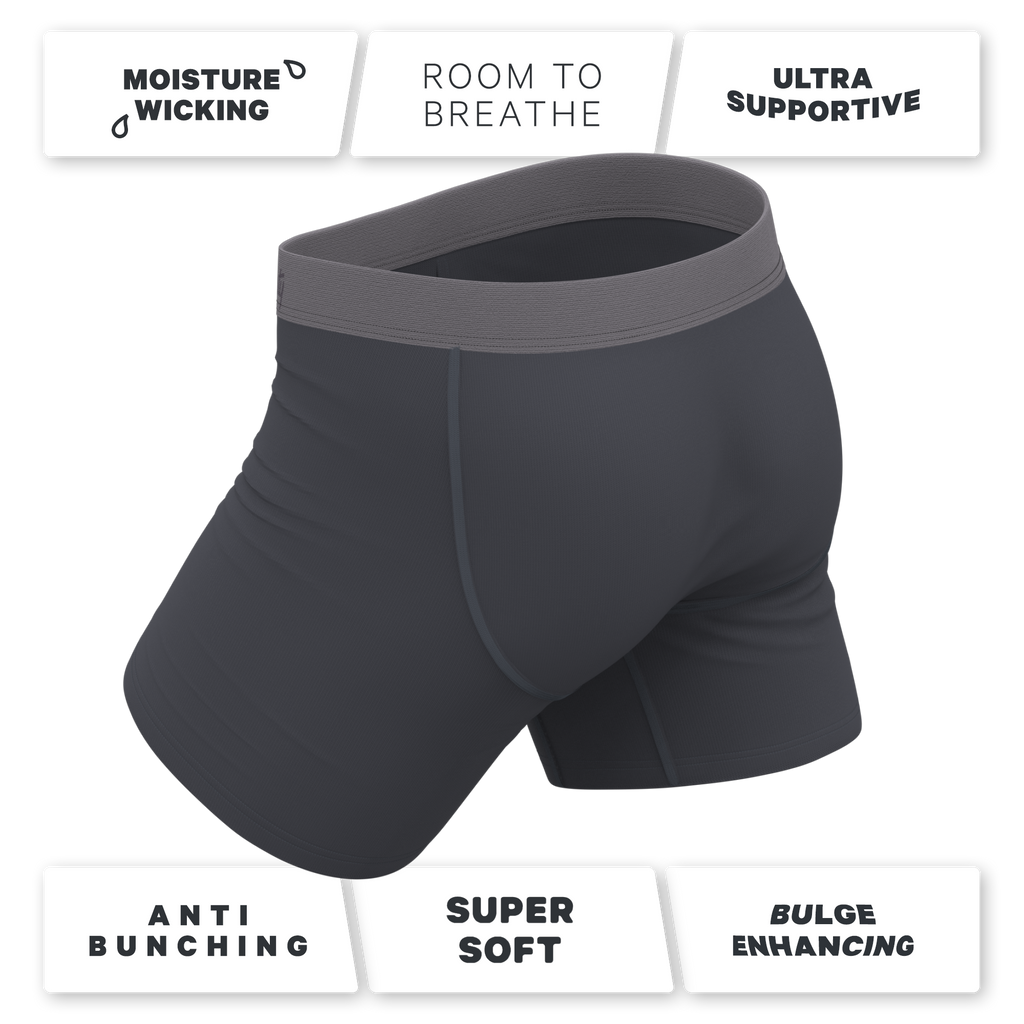 The Slate Expectations | Grey Tonal Ball Hammock® Pouch Underwear With Fly - Shinesty