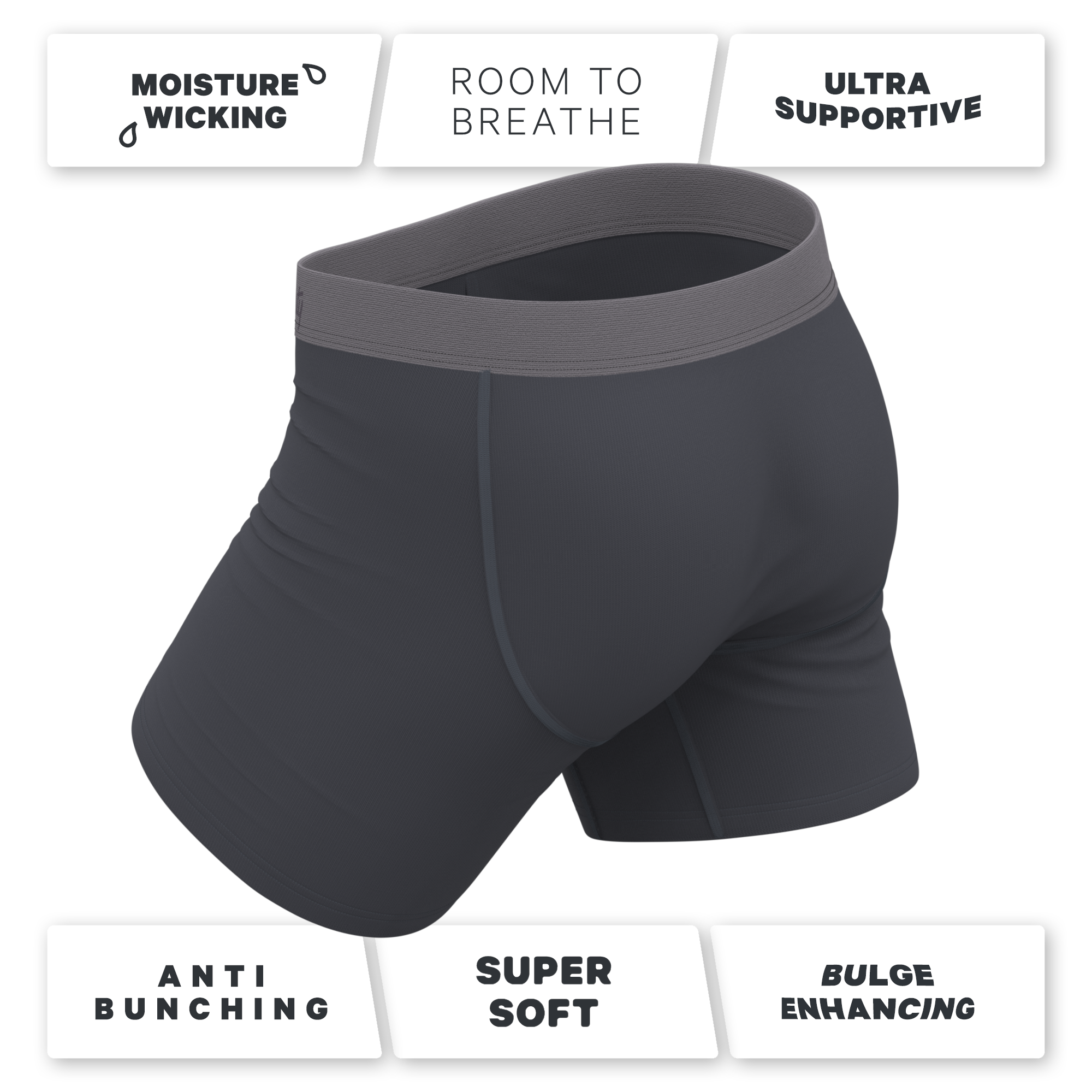 The Slate Expectations | Grey Tonal Ball Hammock® Pouch Underwear With Fly - Shinesty