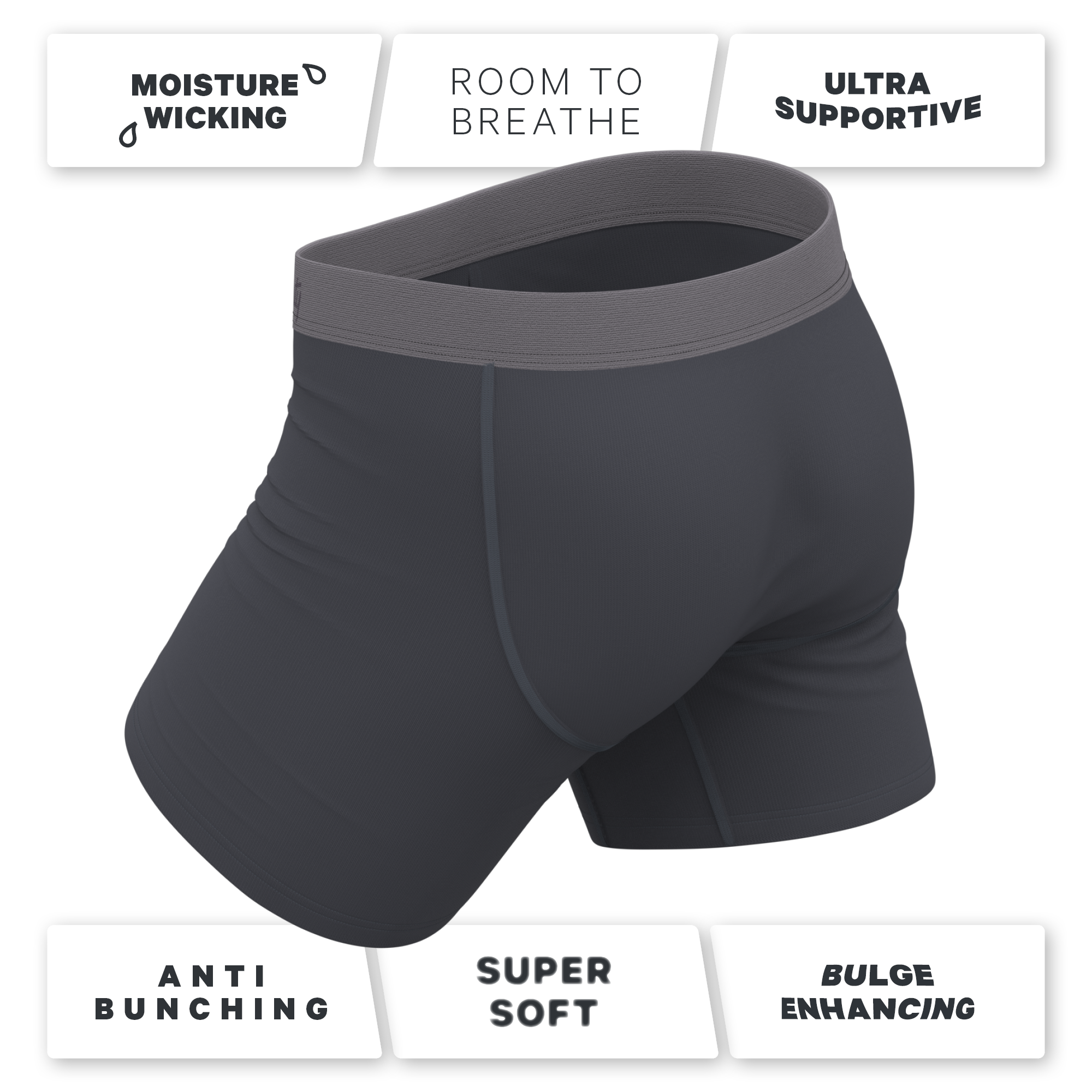 The Slate Expectations | Grey Tonal Ball Hammock® Pouch Underwear - Shinesty