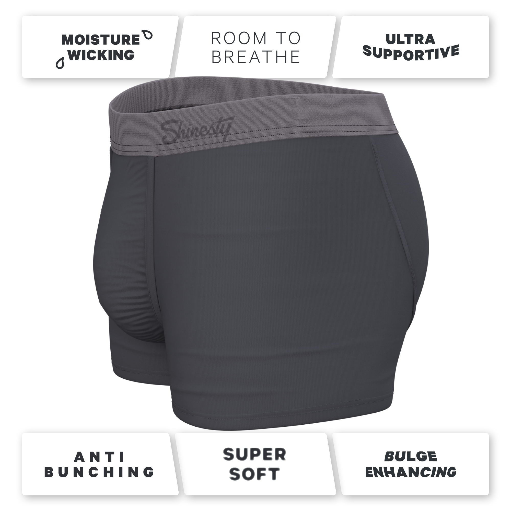 The Slate Expectations | Grey Tonal Ball Hammock® Pouch Trunks Underwear - Shinesty