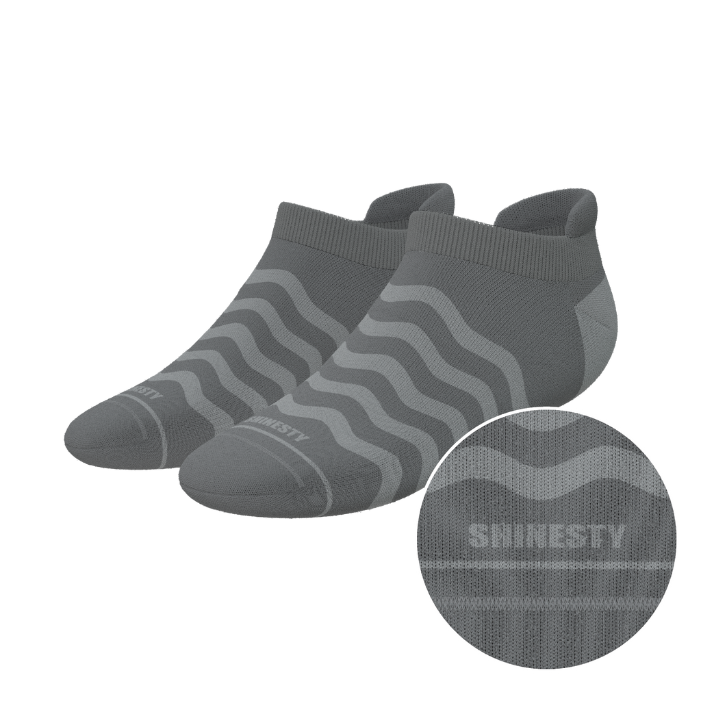 The Sleek | Gray Waves Heel Hammock™ Ankle Socks - Shinesty