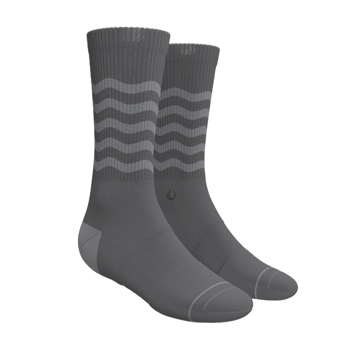 The Sleek | Gray Waves Heel Hammock™ Crew Socks - Shinesty