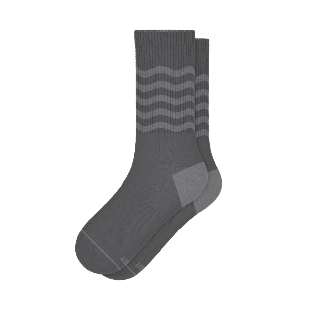 The Sleek | Gray Waves Heel Hammock™ Crew Socks - Shinesty