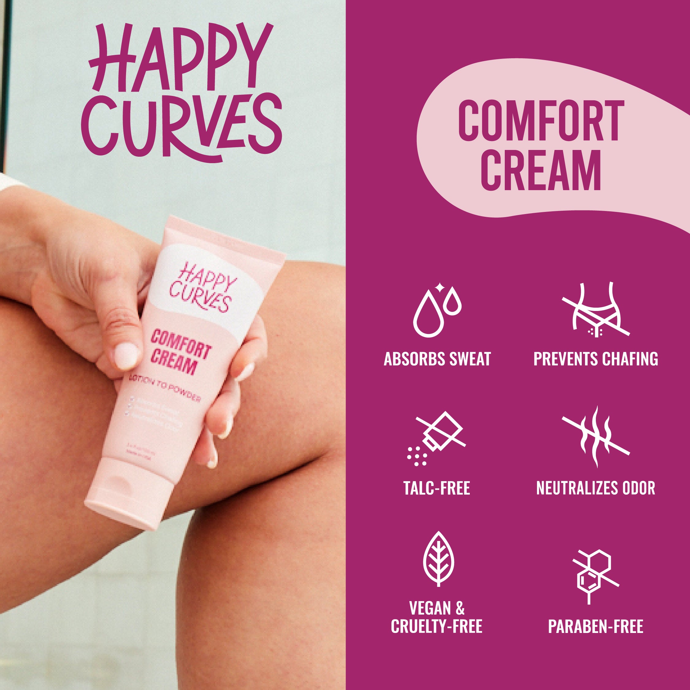 Happy Curves Comfort Cream | Sweat Defense And Odor Control Lotion - Shinesty