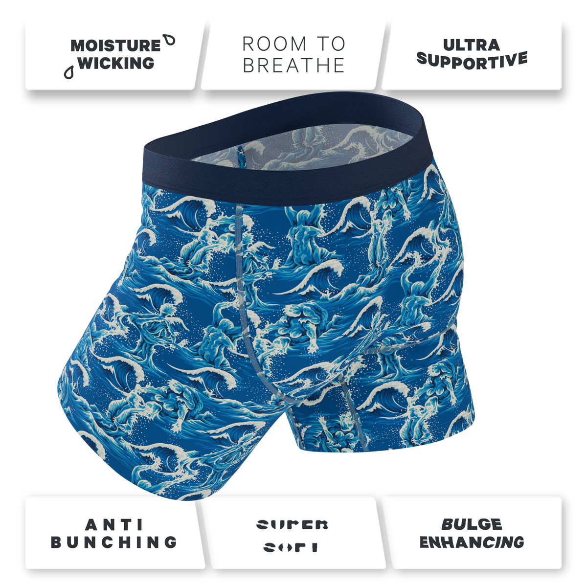 The Slippery When Wet | Naughty Wave Ball Hammock® Pouch Underwear With Fly - Shinesty