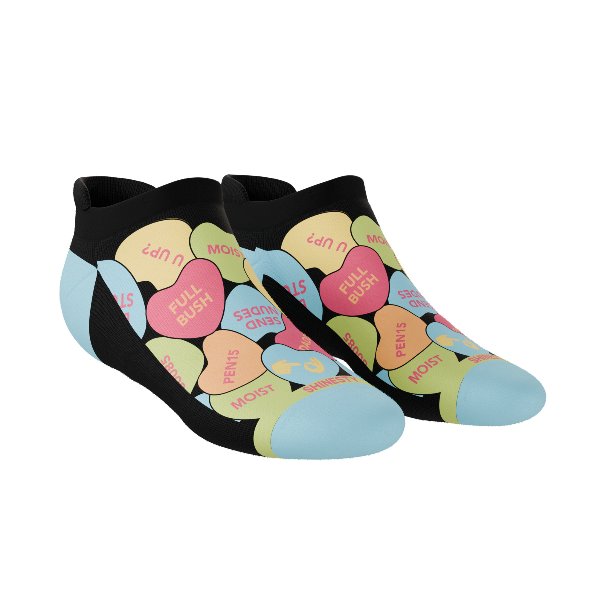 The Smooth Talker | Candy Hearts Heel Hammock™ Ankle Socks - Shinesty