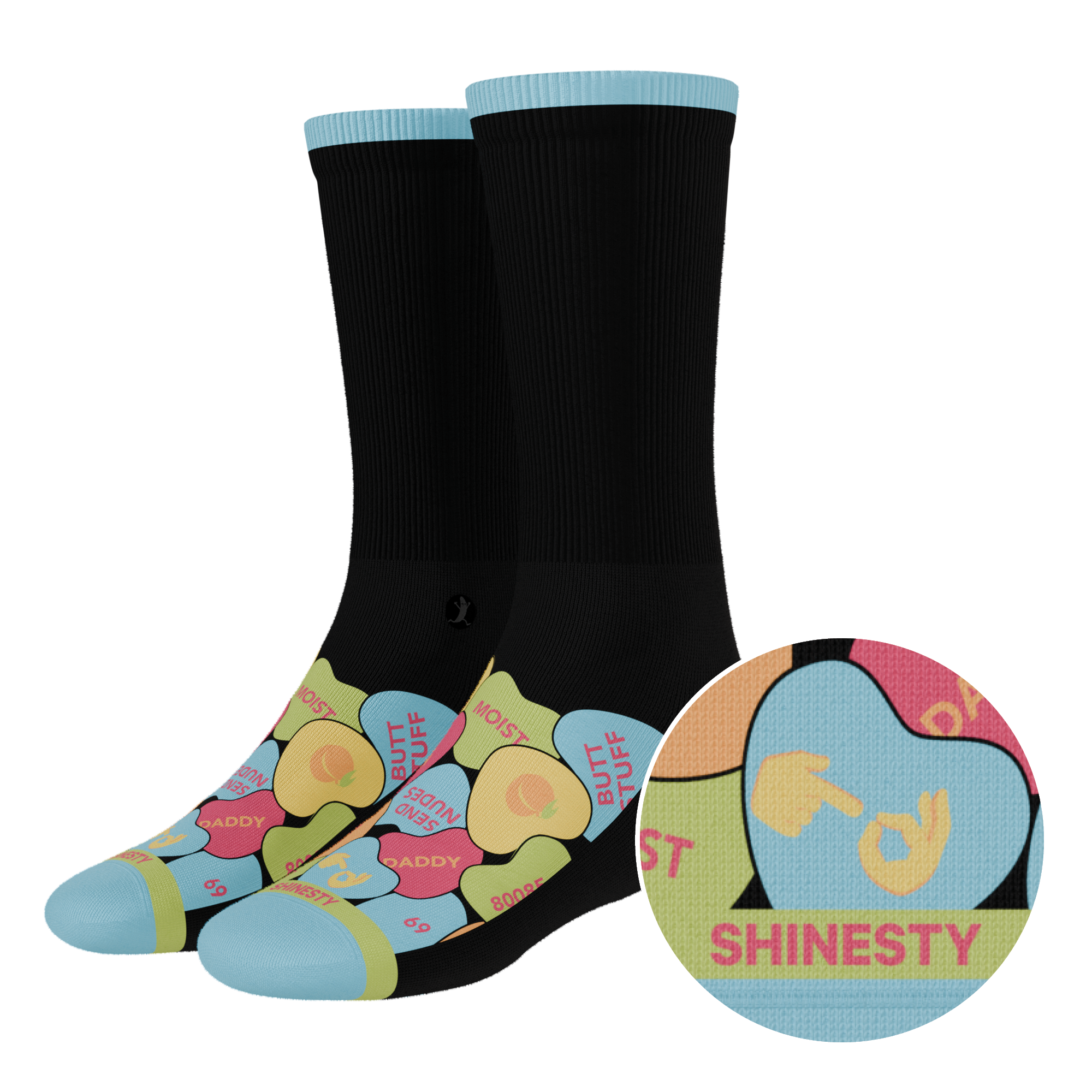 The Smooth Talker | Candy Hearts Heel Hammock™ Crew Socks - Shinesty