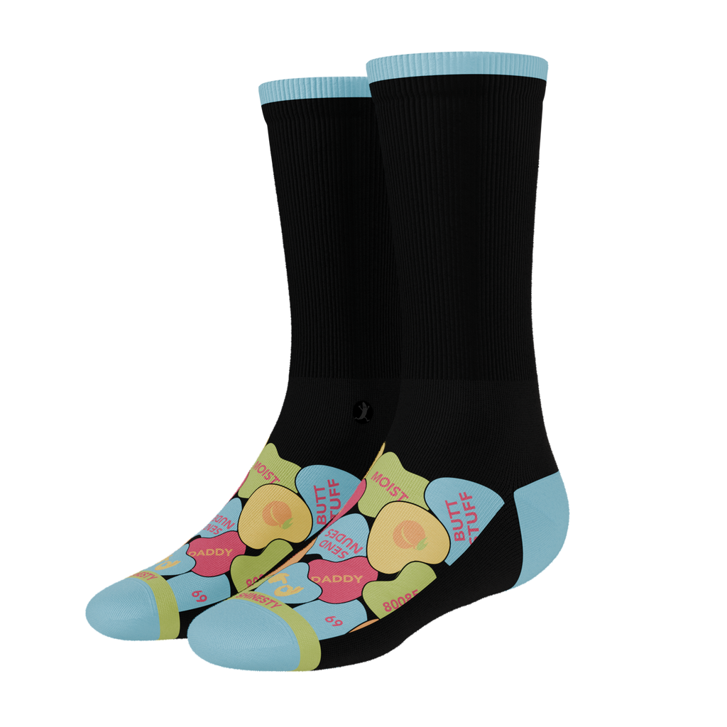 The Smooth Talker | Candy Hearts Heel Hammock™ Crew Socks - Shinesty