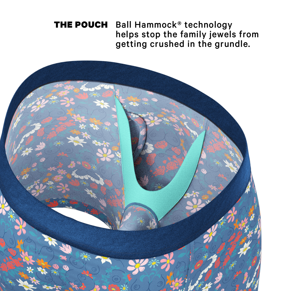The Gardening Nips | Busty Floral Ball Hammock® Pouch Underwear With Fly - Shinesty