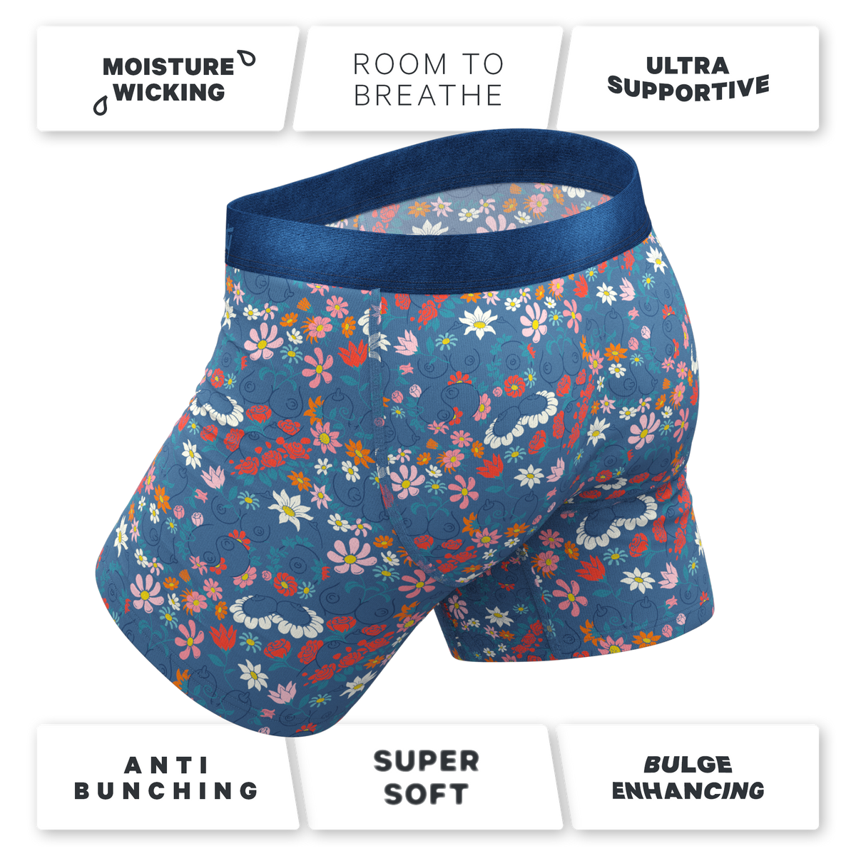 The Gardening Nips | Busty Floral Ball Hammock® Pouch Underwear With Fly - Shinesty
