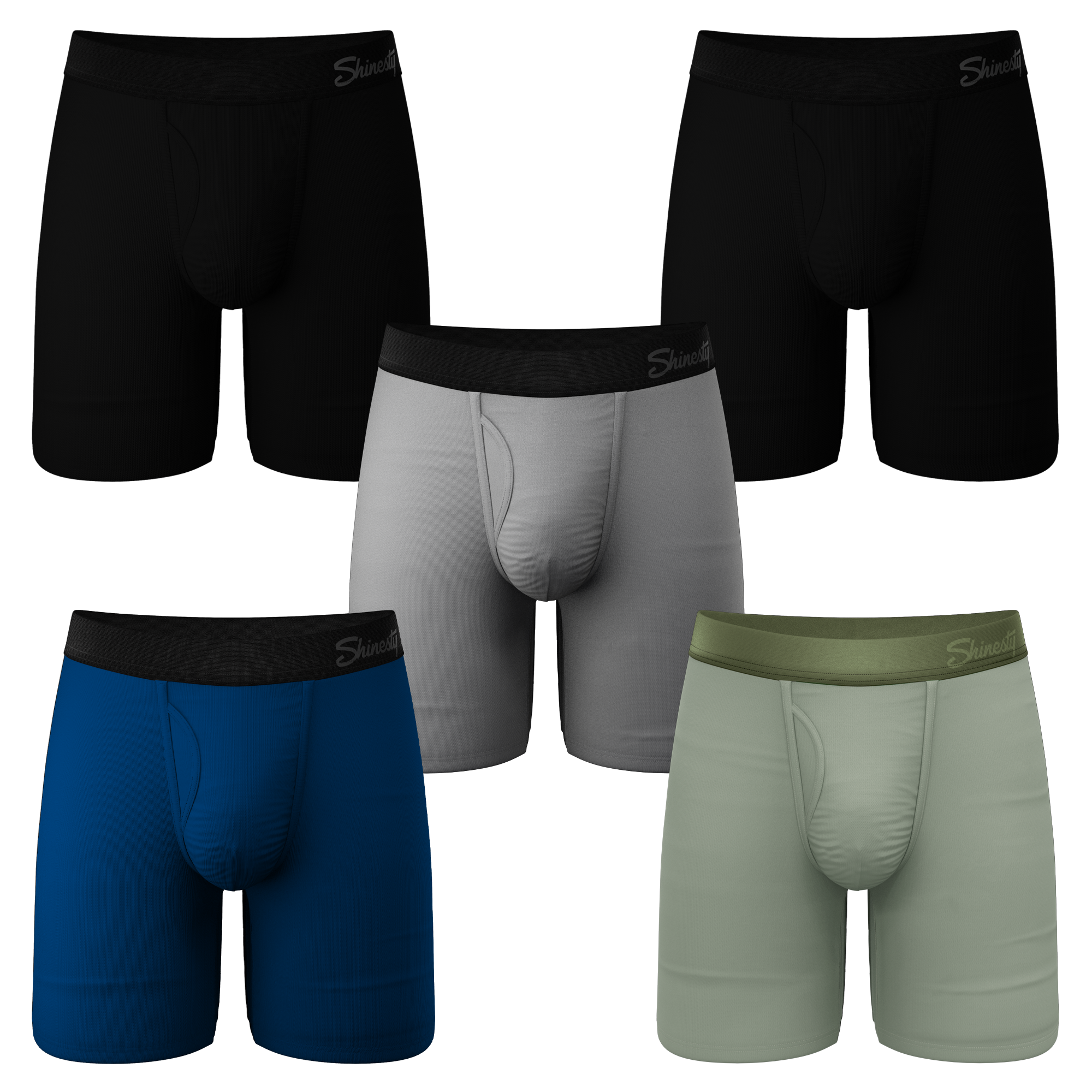 The 5 Solids | Long Leg Ball Hammock® Pouch Underwear With Fly 5 Pack - Shinesty