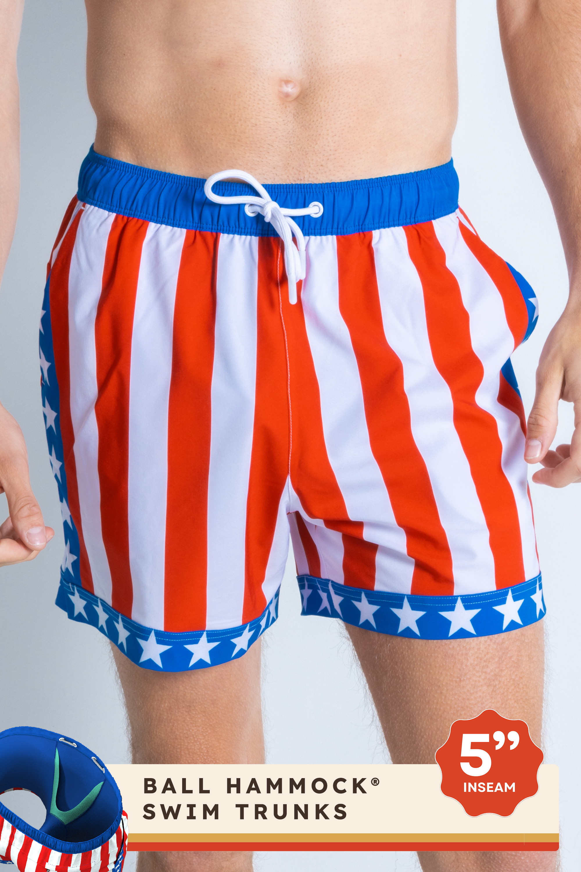 The Spacious Skies | Retro Usa Ball Hammock® Pouch 5" Swim Trunks - Shinesty