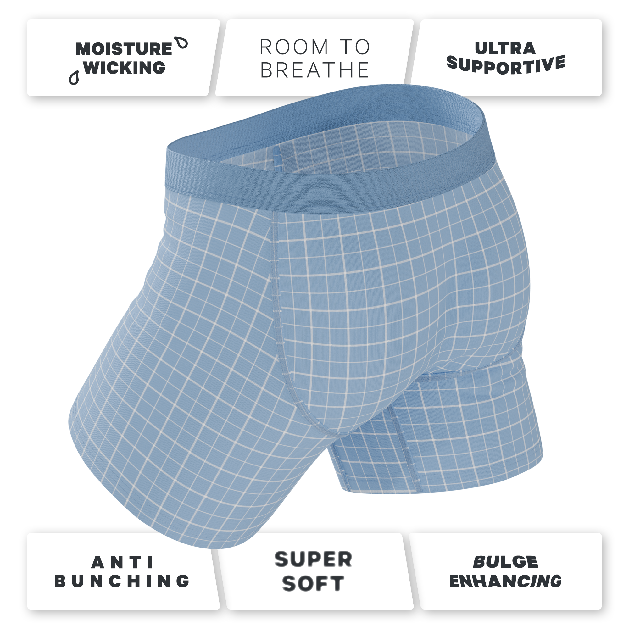 The Spick & Span | Window Pane Plaid Ball Hammock® Pouch Underwear With Fly - Shinesty