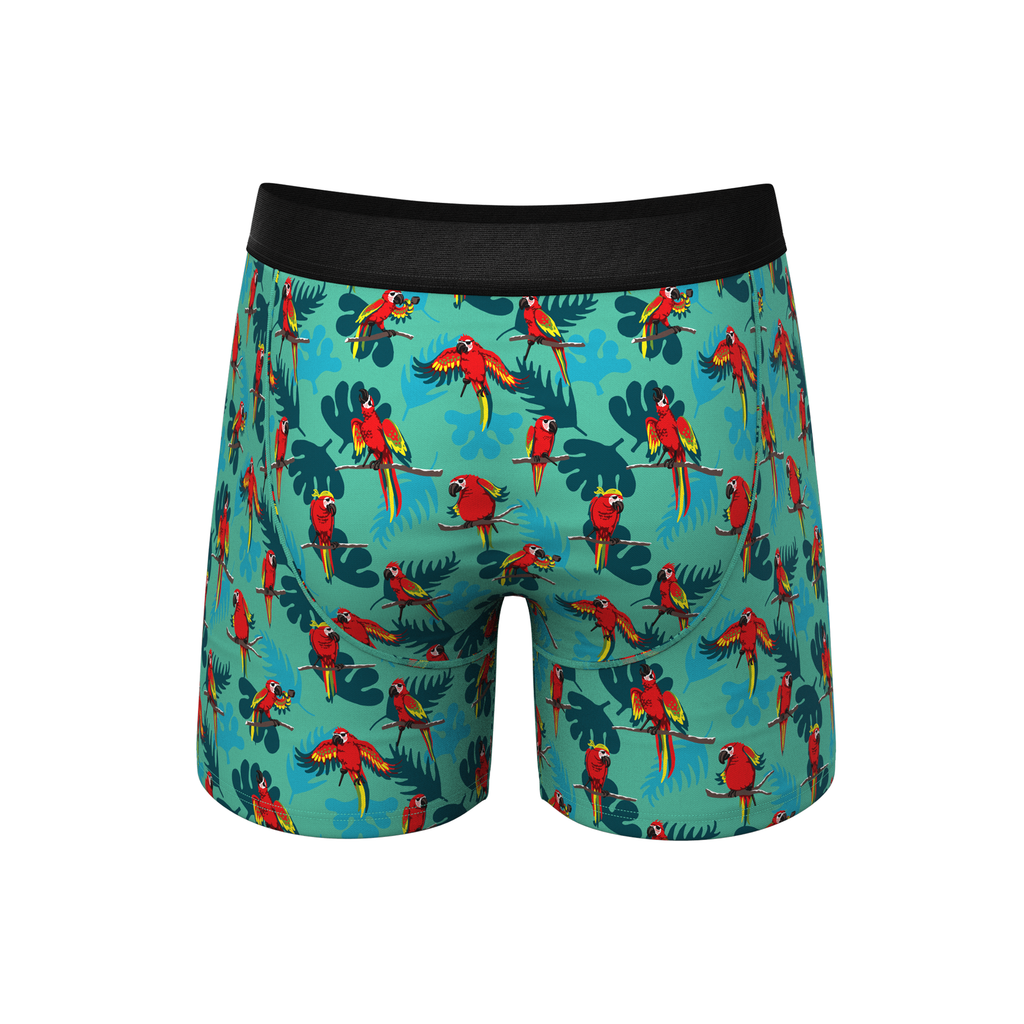The Squawk Tease | Tropical Parrot Ball Hammock® Pouch Underwear With Fly - Shinesty