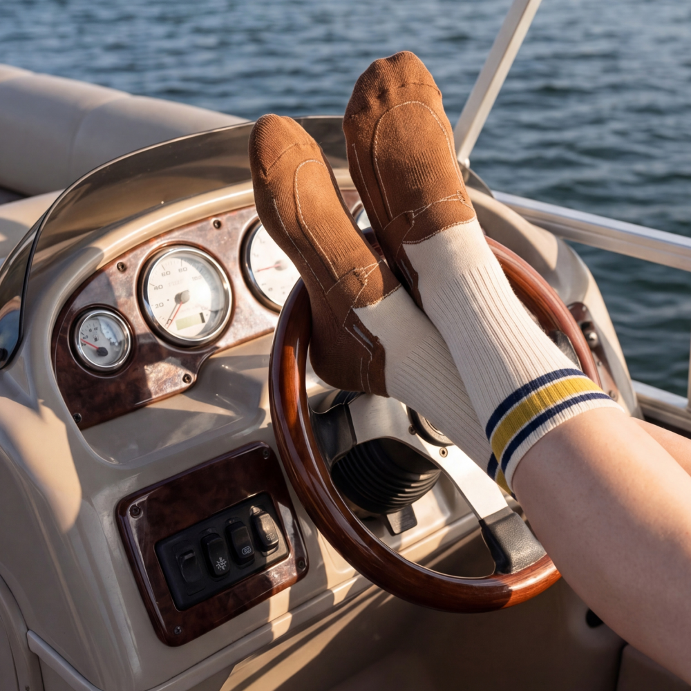 The Boat's Rockin' | Boat Shoe Heel Hammock™ Crew Socks - Shinesty