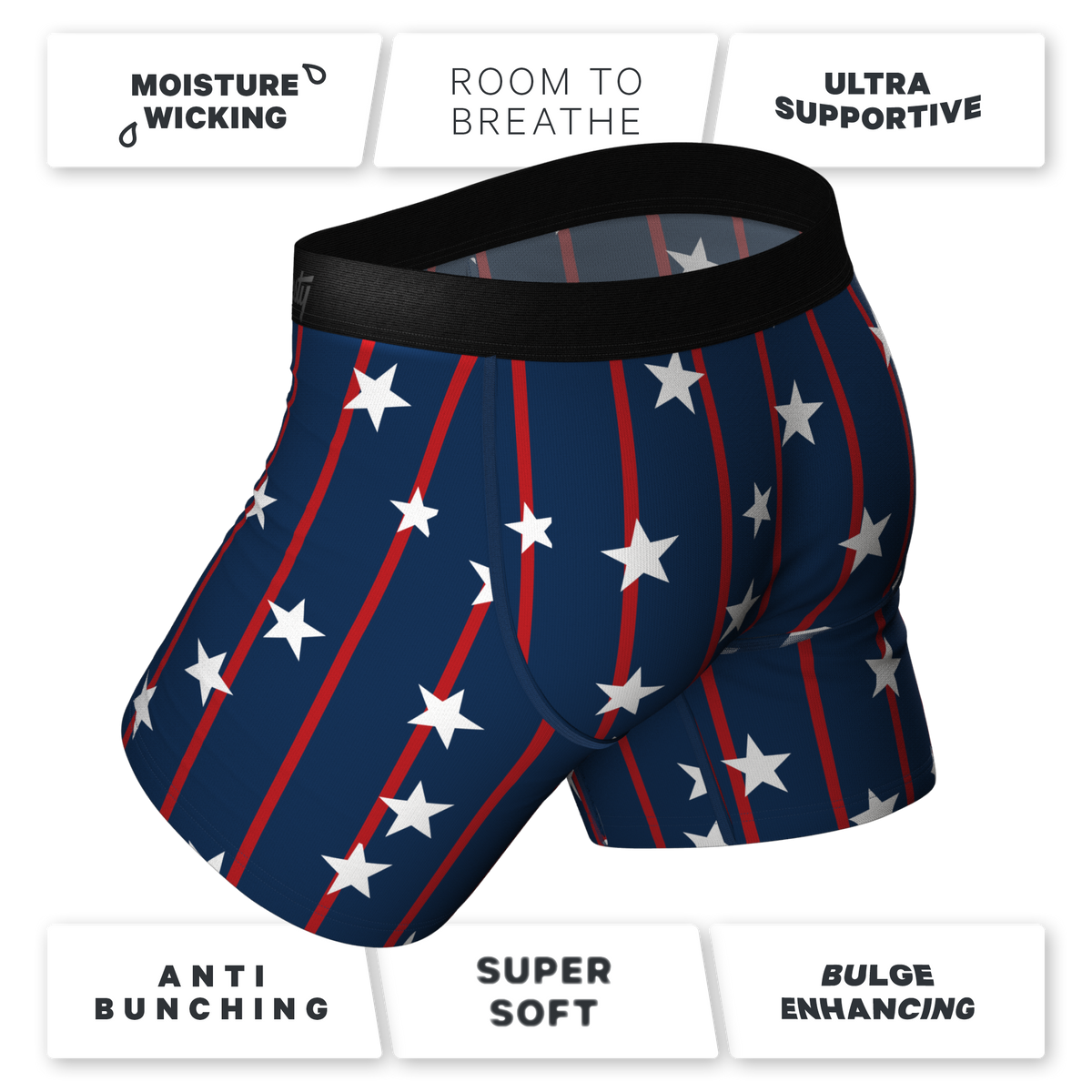 The Stars & Stripes | USA Pinstripe Ball Hammock® Pouch Underwear - Shinesty