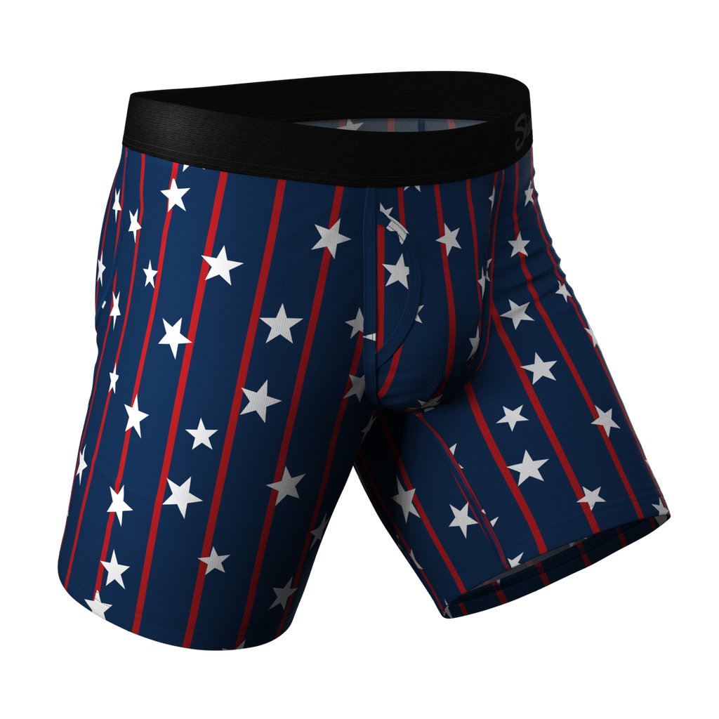 The Stars & Stripes | USA Pinstripe Ball Hammock® Boxer - Long Leg - Shinesty