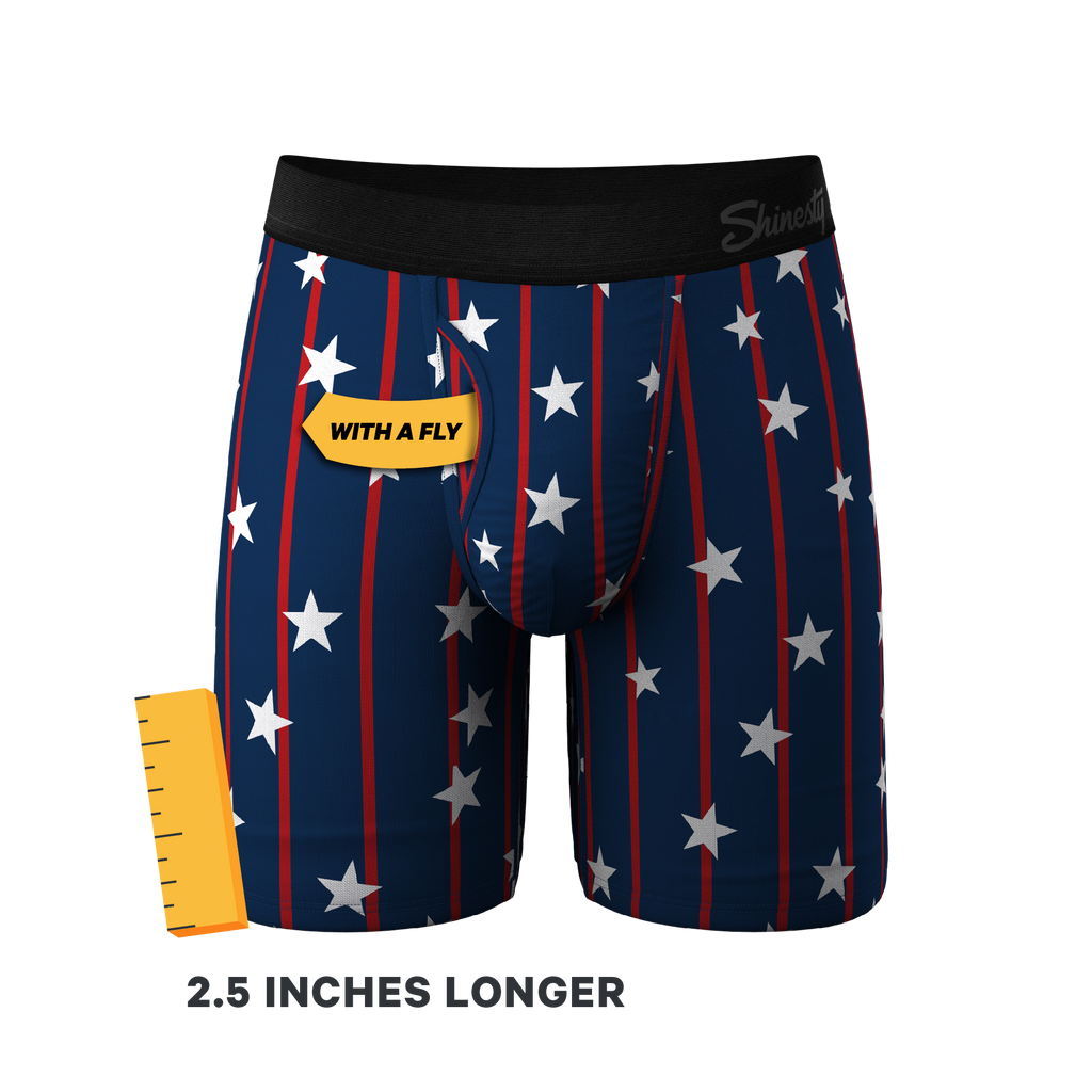 The Stars & Stripes | USA Pinstripe Ball Hammock® Boxer - Long Leg - Shinesty
