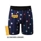 The Stars & Stripes | USA Pinstripe Ball Hammock® Boxer - Long Leg - Shinesty