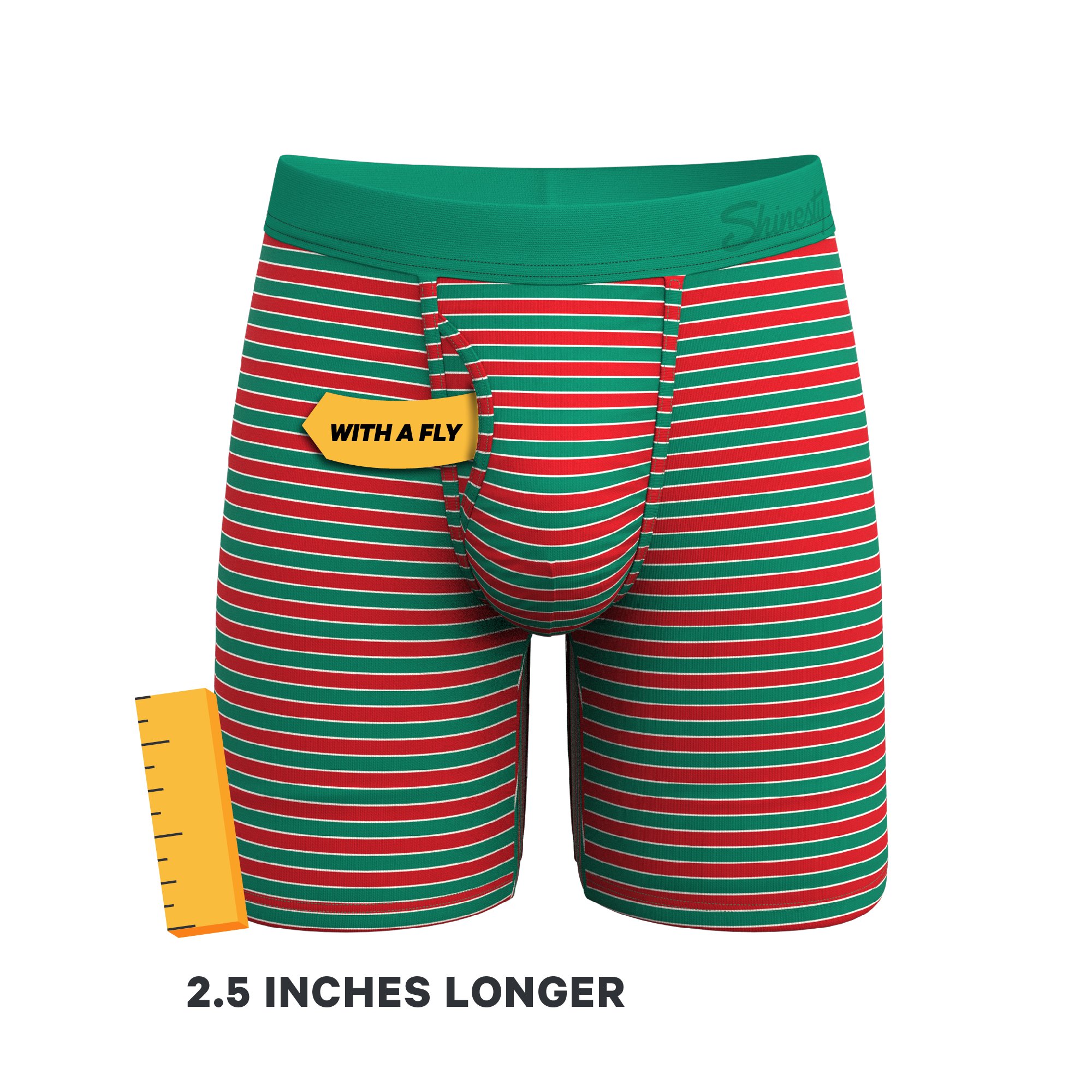 The Stripe Club | Christmas Striped Ball Hammock® Boxer - Long Leg - Shinesty