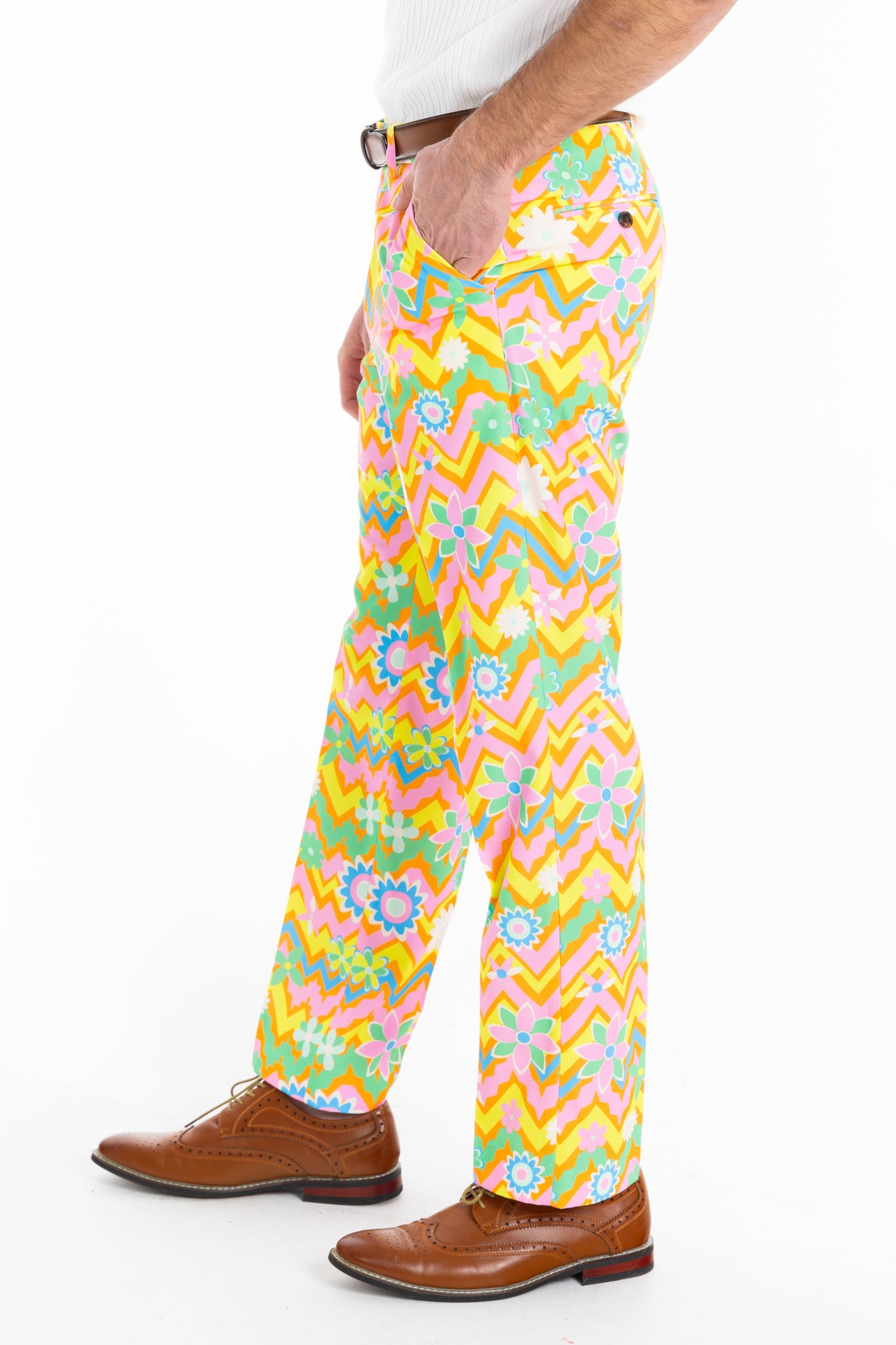 The Solar Flower | Trippy Floral Suit Pants - Shinesty