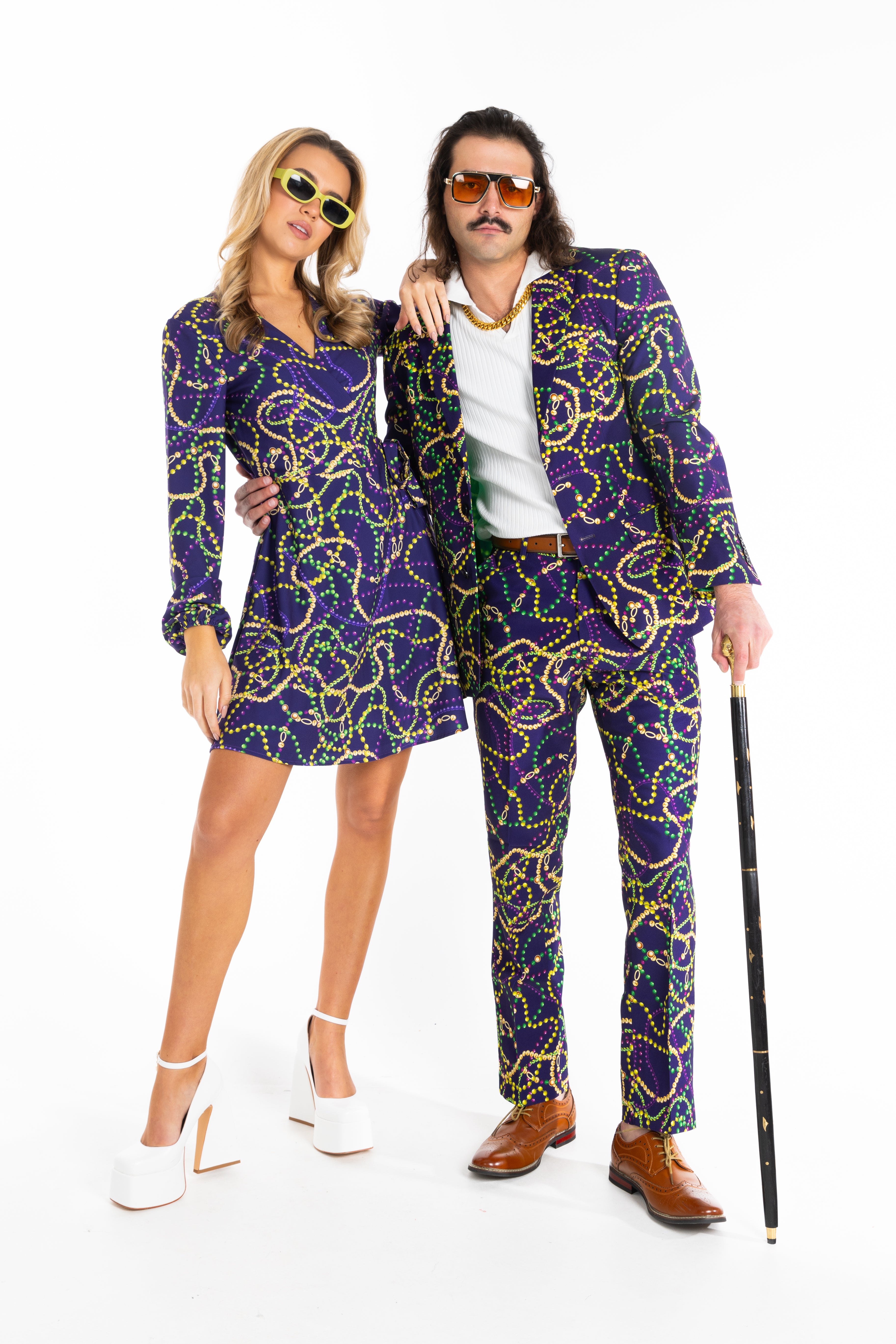 The Carnival Krewe | Mardi Gras Beads Wrap Dress - Shinesty