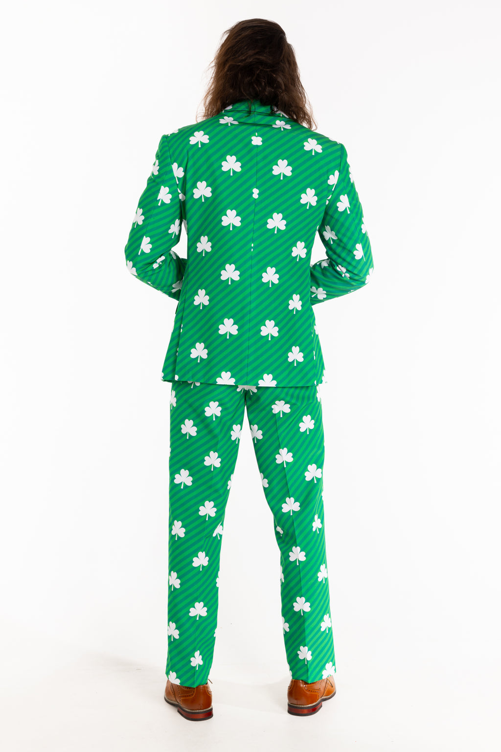 The Blarney Bagpiper | Diagonal Striped Clovers Suit - Shinesty