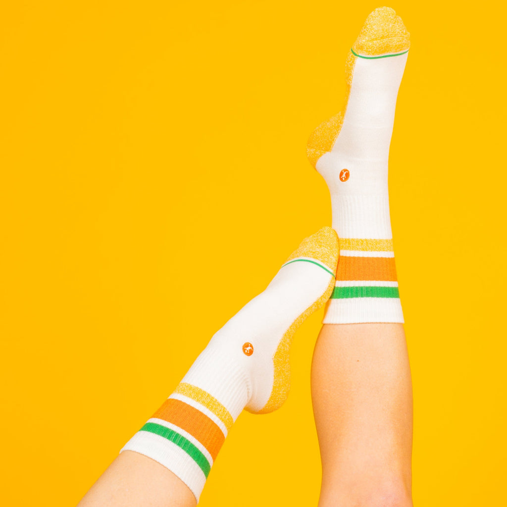 The Roller Rink | Retro Stripes Heel Hammock™ Crew Socks - Shinesty