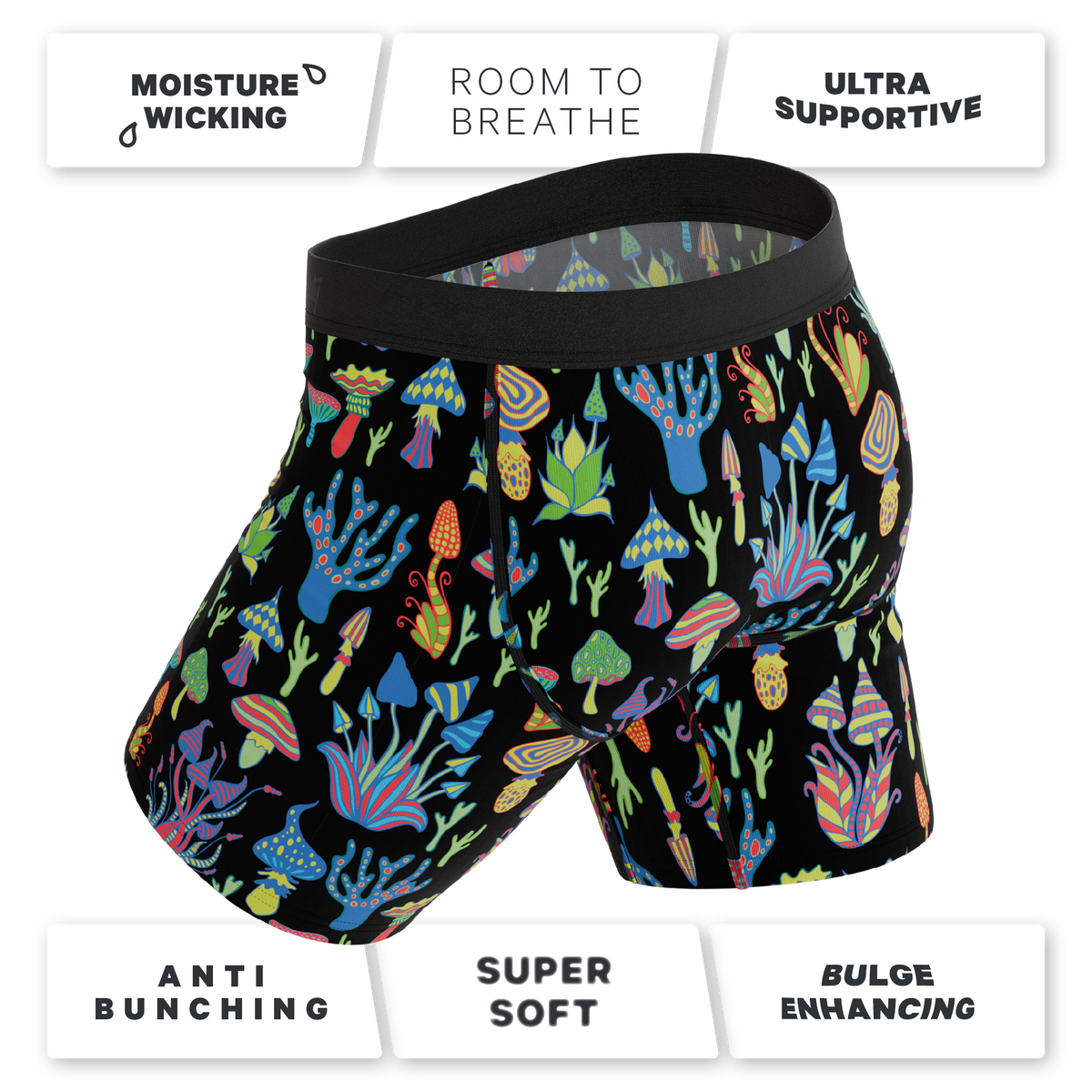 The Super Shroom | Neon Mushrooms Ball Hammock® Boxer - Long Leg - Shinesty