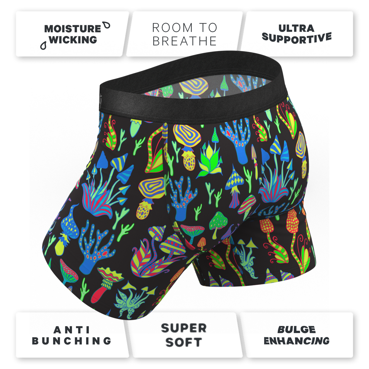 The Super Shroom | Neon Mushrooms Ball Hammock® Pouch Underwear - Shinesty