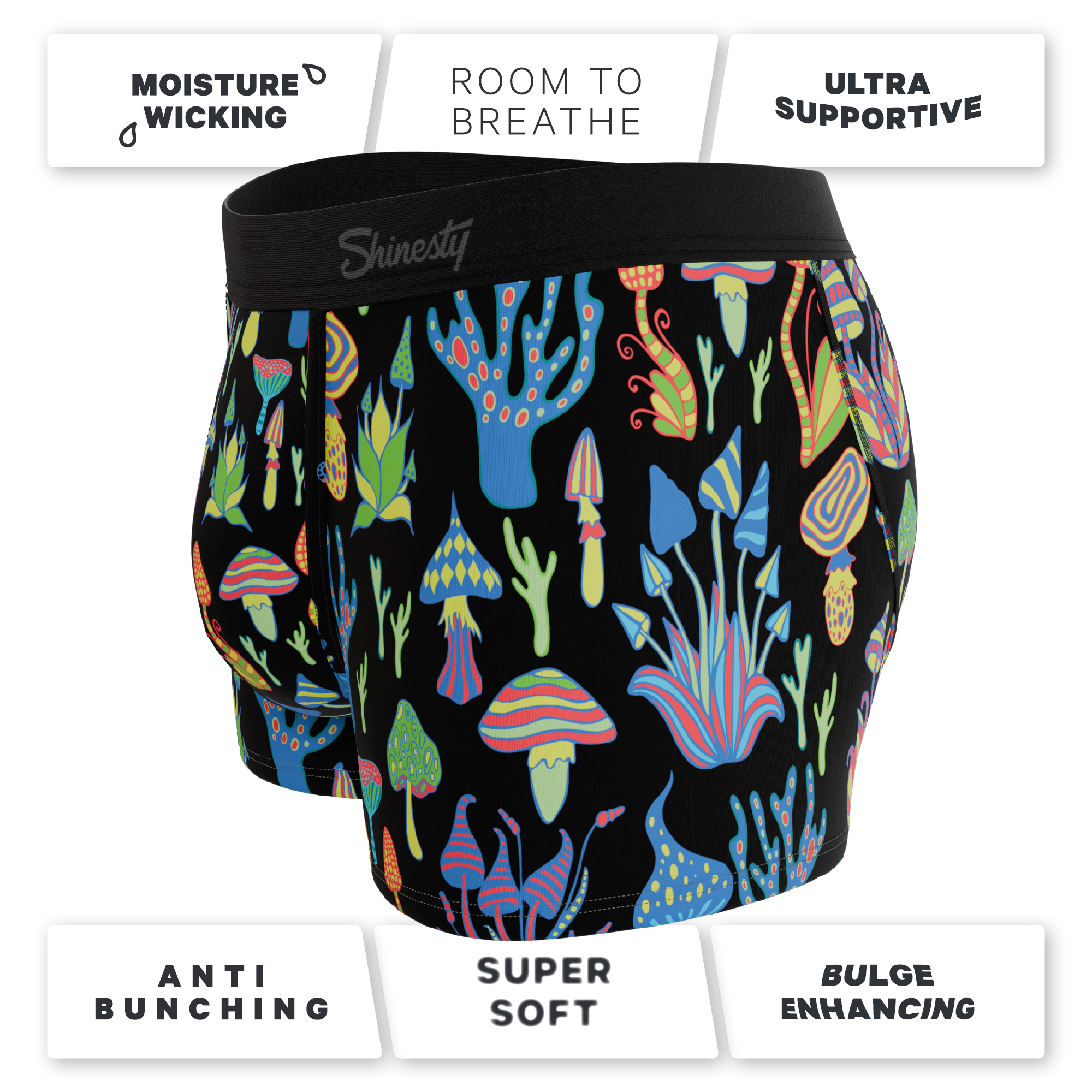 The Super Shroom | Neon Mushrooms Ball Hammock® Pouch Trunks Underwear - Shinesty