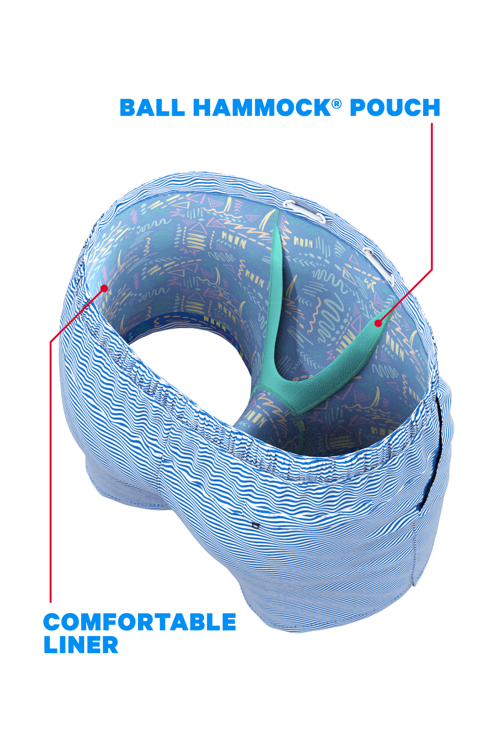 The Swim Lesson | Blue Wave Tropical Ball Hammock® Pouch 8" Swim Trunks - Shinesty
