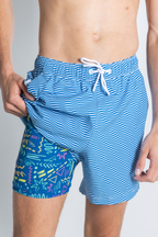 The Swim Lesson | Blue Wave Tropical Ball Hammock® Pouch 8" Swim Trunks - Shinesty