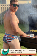The Chattahoochee Daddy | USA Denim Print Ball Hammock® Pouch Swim Briefs - Shinesty